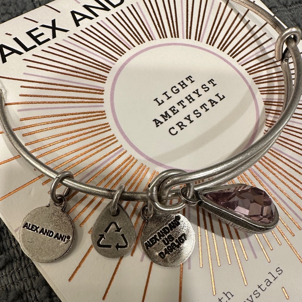 Alex and Ani light Amethyst Swarovski crystal bracelet. New with tag.